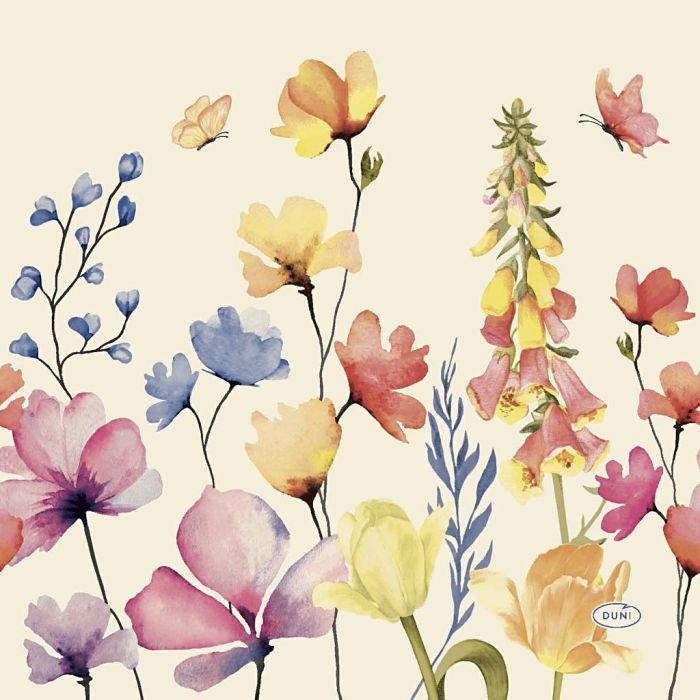 Servietter - små blomster - størrelse 33x33 cm - 20 stk - Servietter, Borddekking