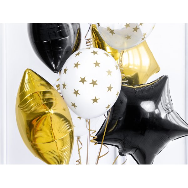 Ballonger - Hvite med gullstjerner - 6 stk Ballonger - Hvite med gullstjerner - 6 stk