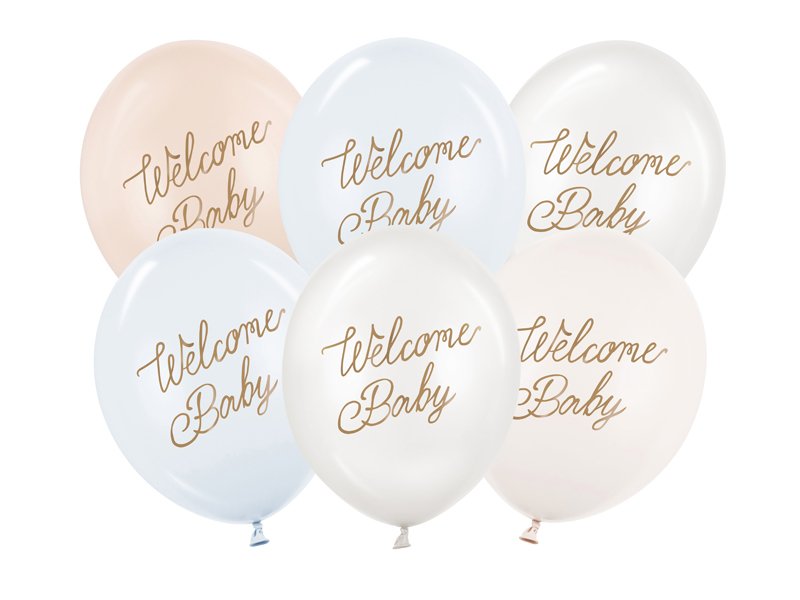 Ballonger Velkommen Baby - Blå mix - 30 cm - Babyshowerballonger, Baby Shower