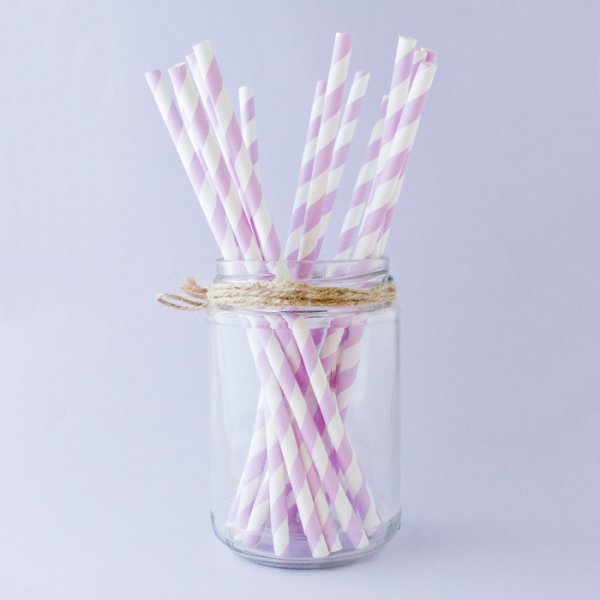 Sugerør - Stripete - Lilla - 10-pakning Sugerør - Stripete - Lilla - 10-pakning