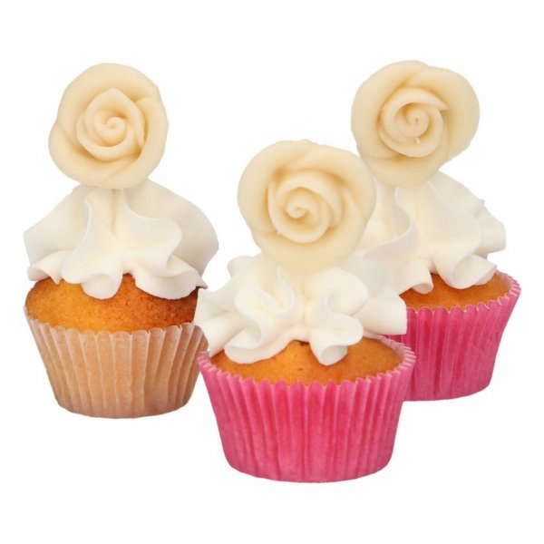 FunCakes Roser Hvit Kakedekorasjon 6 stk FunCakes Roser Hvit Kakedekorasjon 6 stk