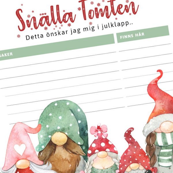 Ønskeliste - Julenissens venner - Grønn Ønskeliste - Julenissens venner - Grønn