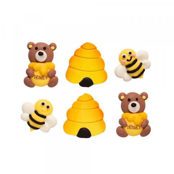 Sukkerdekorasjoner - Bier/Honning/Bamser - Decora - 6 stk Sukkerdekorasjoner - Bier/Honning/Bamser - Decora - 6 stk