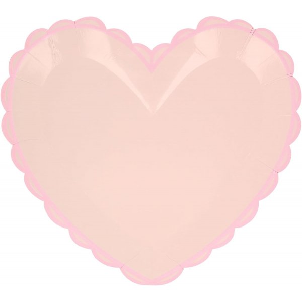 Papirtallerkener - Hjerter - Pastellfarger Papirtallerkener - Hjerter - Pastellfarger