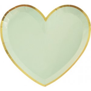 Desserttallerkener - Hjerte med rosekant - Olivengrønn - 10-pakning Desserttallerkener - Hjerte med rosekant - Olivengrønn - 10-pakning