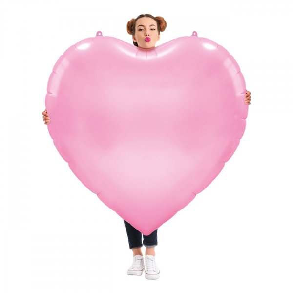 Folieballong - Hjerteformet XXL - Rosa