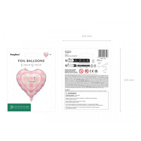Folieballonghjerte "Baby" - Lys rosa Folieballonghjerte "Baby" - Lys rosa