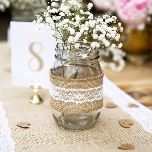 Bordlper - Jute med blondekant