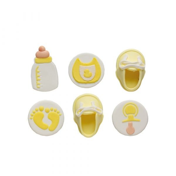 Sukkerpynt – Baby – Gul – 6 stk – Sukkerpynt