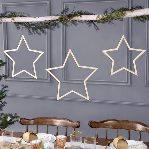 Hengende stjerner - Tre - 3-pakning Hengende stjerner - Tre - 3-pakning