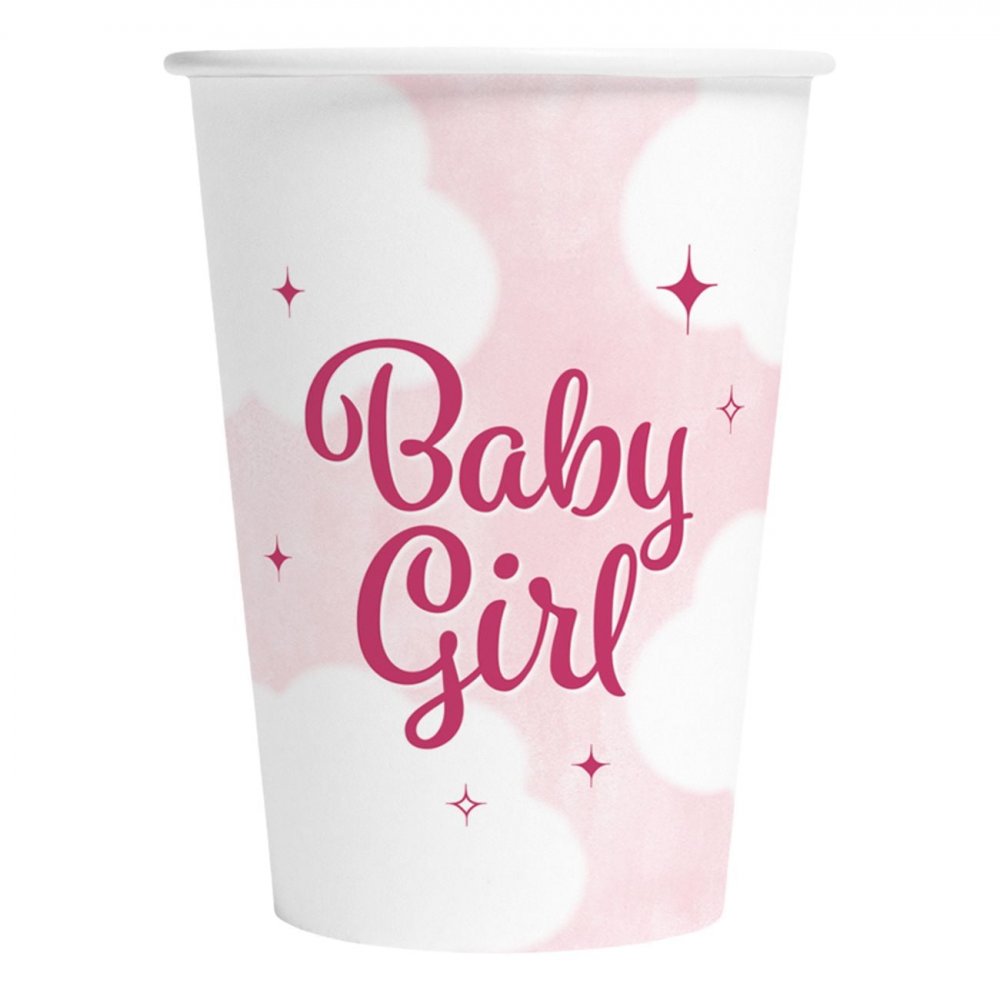 Papirkopper Baby Girl Rosa 8-pakning – Papirkopper til babyshower, Babyshower-borddekking, Baby Shower