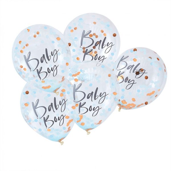 Konfettiballonger - Babygutt - Twinkle Twinkle - 5-pakning