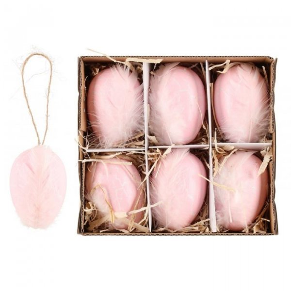 Hengende p�skeegg - 6-pakning - Fj�r - Lys rosa