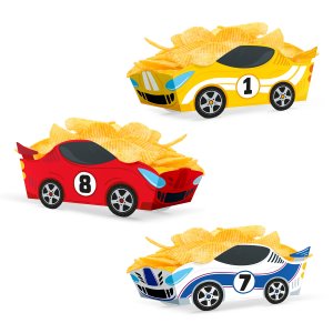 Snackbokser/chipsboller - Racing - 3-pakning