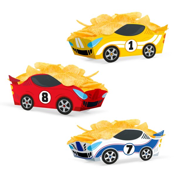 Snackbokser/chipsboller - Racing - 3-pakning