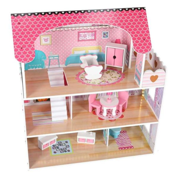 Tredukkeskap 70 cm rosa med LED-belysning - Selvmontering