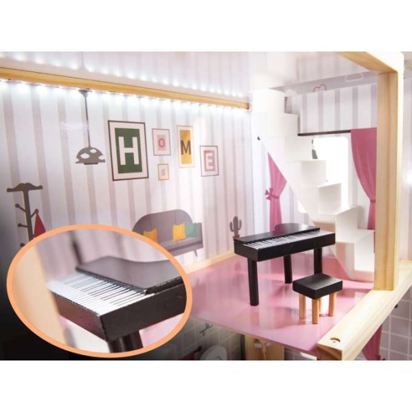 Dukkeskap i MDF med LED-belysning 78 cm hvitt inkludert 16 møbler - Byggesett Dukkeskap i MDF med LED-belysning 78 cm hvitt inkludert 16 møbler - Byggesett