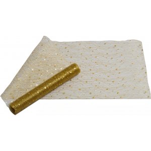 Bordlper - Nett - Gull med stjerner - 250 x 28 cm