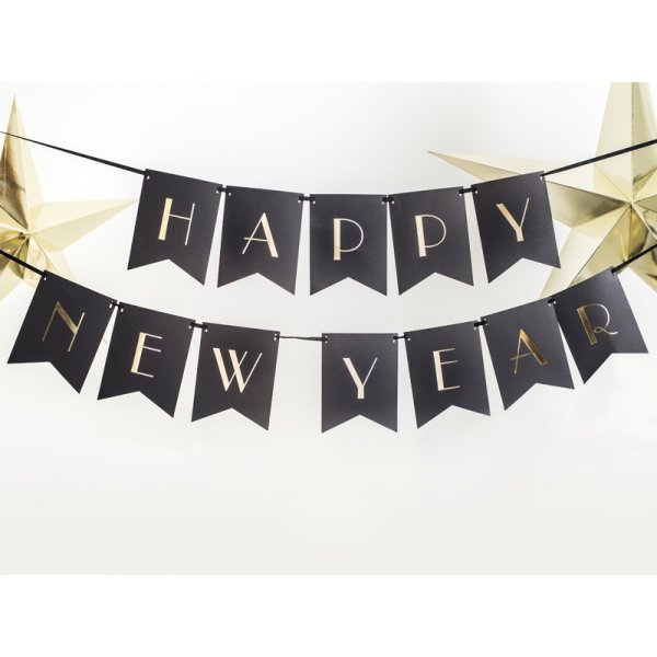 Vimpel - Godt nytt år - Svart/gull Vimpel - Godt nytt år - Svart/gull
