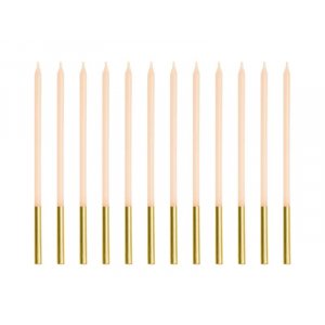 Lange kakelys - Naken/Gull - 14 cm - 12 stk