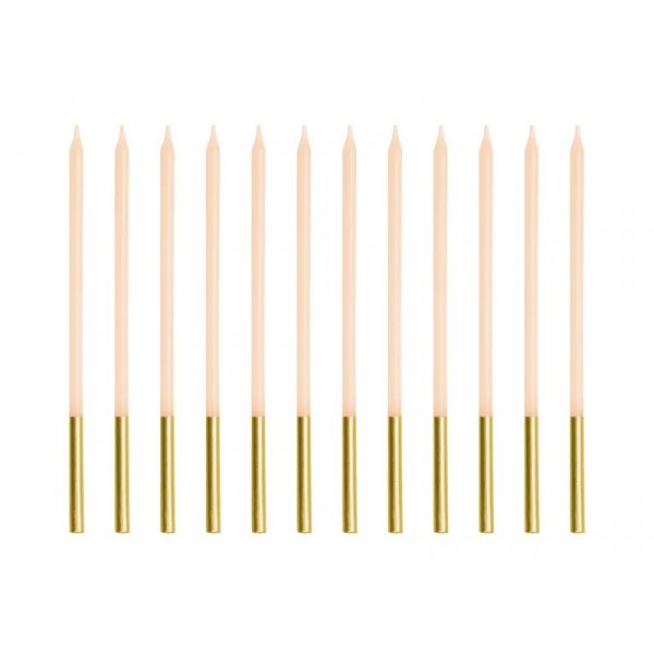 Lange kakelys - Naken/Gull - 14 cm - 12 stk