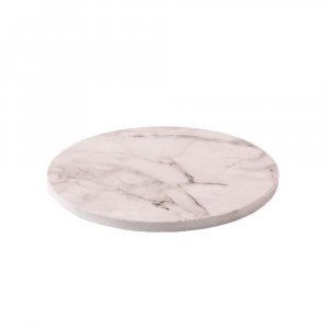 Tykt kakefat - Rundt - Hvit marmor - 1,2 cm tykt, 30 cm i diameter
