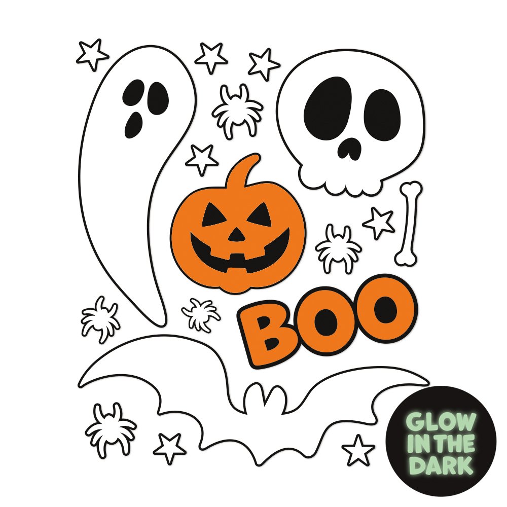 Vindusdekorasjon – Halloween Boo – Lysende – 4-pakning – Halloween-dekorasjoner, Halloween