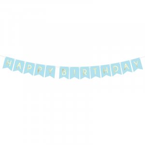 Vimpel - Gratulerer med dagen - Bl/Gull