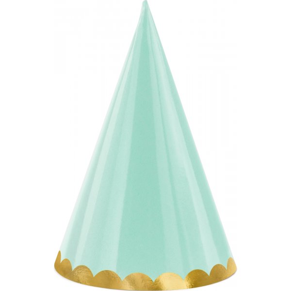 Festhatter - Pastellmiks med gullkant - 6-pakning