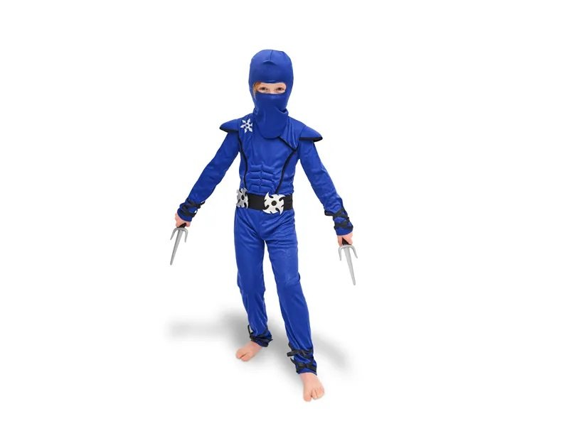 Ninja Blå – Kostyme – 116-128 cm (5-8 år) – Halloween-kostyme, Halloween