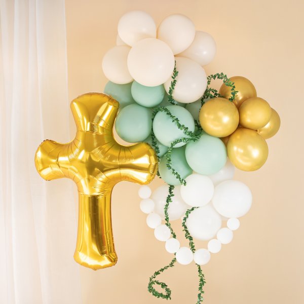 Folieballong - Kors - Gull - 85 x 120 cm Folieballong - Kors - Gull - 85 x 120 cm