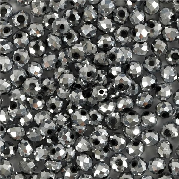 Fasetterte perler - 3 x 4 mm - Sølv Fasetterte perler - 3 x 4 mm - Sølv