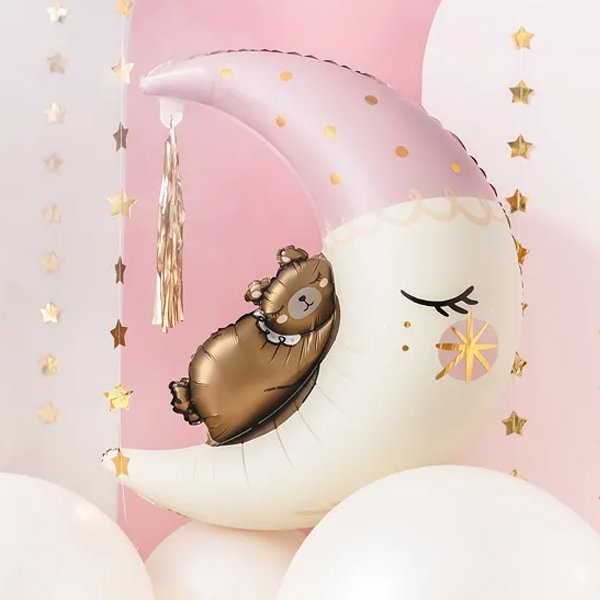 Folieballong - Teddybjørn på månen - Rosa Folieballong - Teddybjørn på månen - Rosa