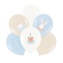 Ballongbukett - S�te dyr - Lysebl�/Hvit/Naturfarget - 6 stk