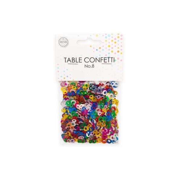 Bordkonfetti - Nummer 8 - Metallisk fargemiks - 14 g Bordkonfetti - Nummer 8 - Metallisk fargemiks - 14 g