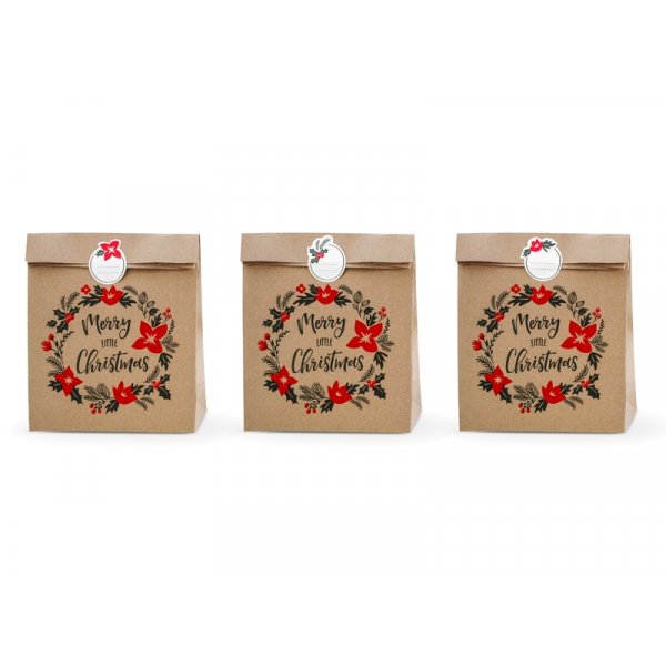 Store poser - Kraft - Merry Little Christmas - 3 stk Store poser - Kraft - Merry Little Christmas - 3 stk
