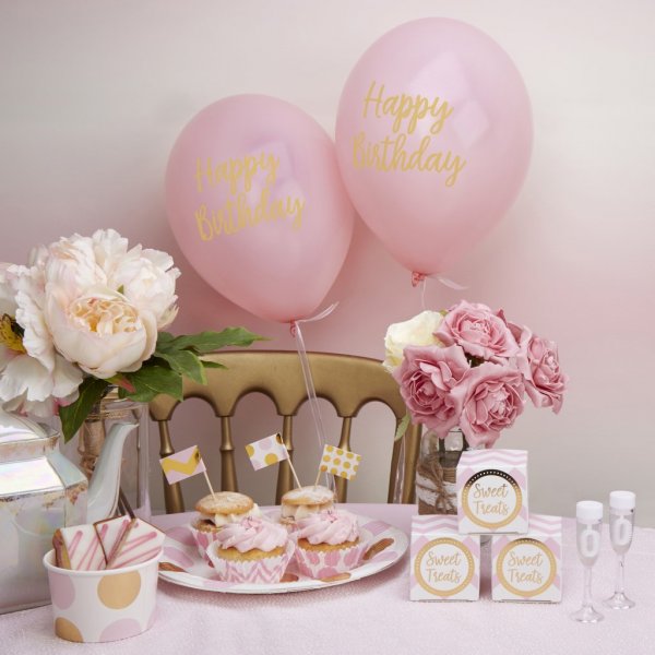 Ballonger - Gratulerer med dagen - Rosa/Gull - 8-pakning Ballonger - Gratulerer med dagen - Rosa/Gull - 8-pakning