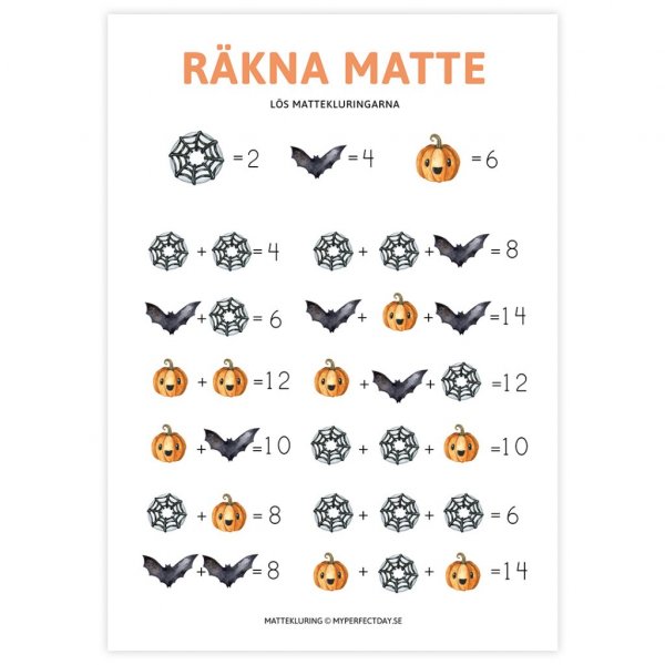 Mattetriks - HALLOWEEN - Enkel matteregning Mattetriks - HALLOWEEN - Enkel matteregning