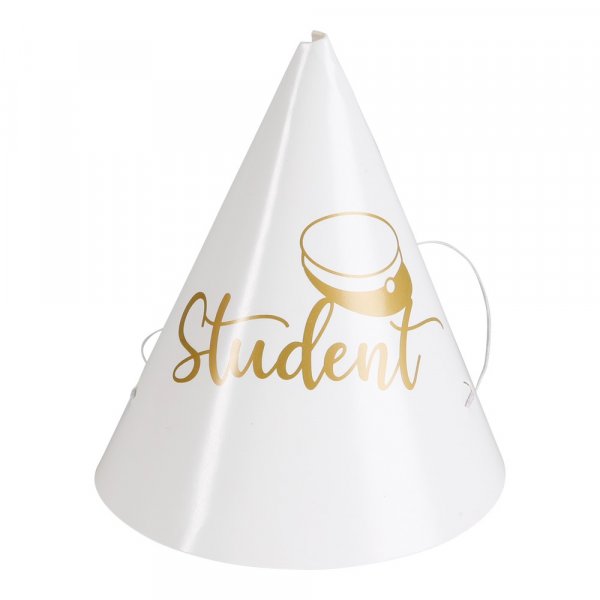 Partyhattar - Student - Vit/Guld