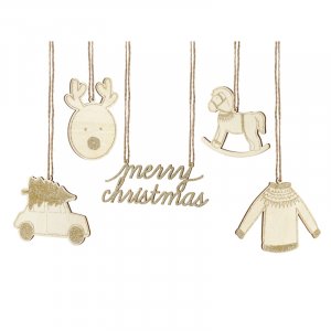 Små hengende dekorasjoner - Tre - Julemiks - 10-pakning Små hengende dekorasjoner - Tre - Julemiks - 10-pakning