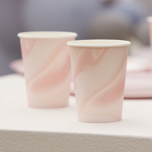 Pappmuggar - Rosa marmor