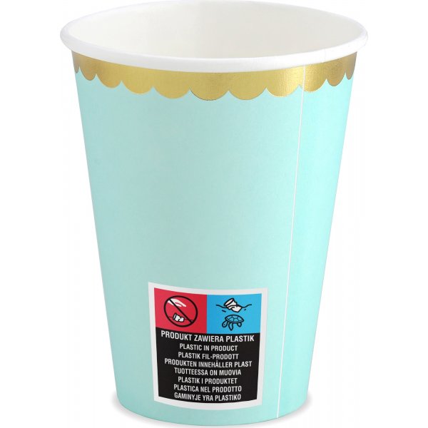 Papirkopper - Mintgrnne - Gullkant - 6-pakning