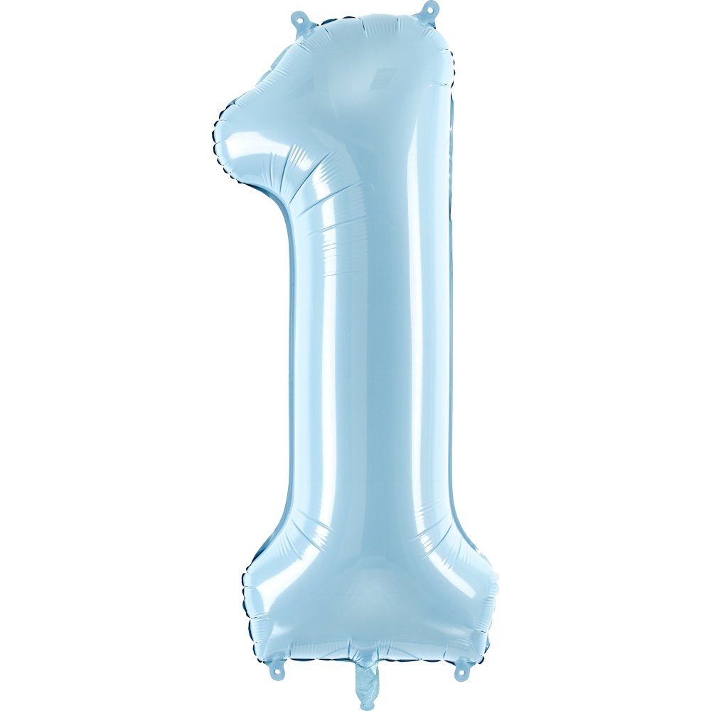 Tallballong - Lyseblå - 86 cm - Nummer: 1 - Tallballonger, Ballonger