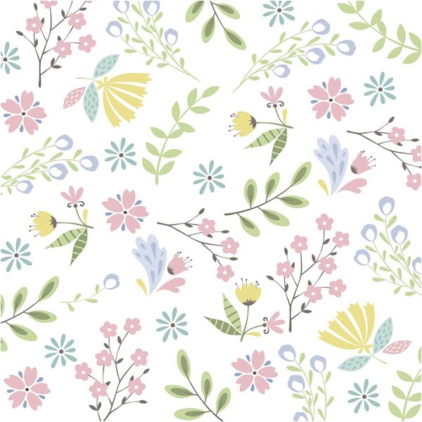 Servietter - sm blomster - strrelse 33x33 cm - 20 stk