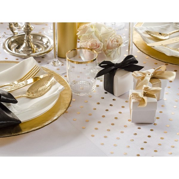 Organza-stoff - Gullprikker Organza-stoff - Gullprikker