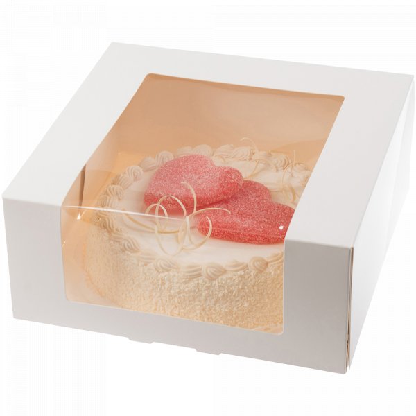 Kakeboks med vindu - Hvit - 28x28x12 cm Kakeboks med vindu - Hvit - 28x28x12 cm