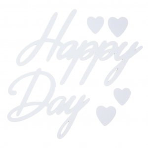 Selvklebende dekorasjon - Happy day - Hvit Selvklebende dekorasjon - Happy day - Hvit