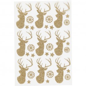Klistremerker - Hjort - Gullglitter