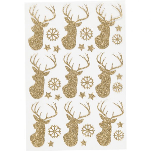 Klistremerker - Hjort - Gullglitter Klistremerker - Hjort - Gullglitter