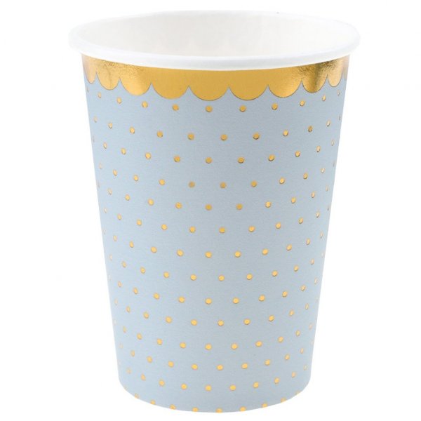 Papirkopper - Prikkete med gullkant - Bl - 10-pakning